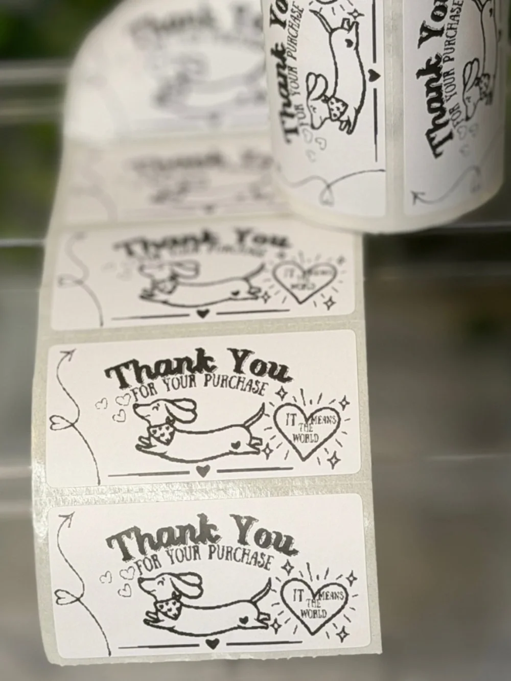 200 Dachshund Thank You for Your Purchase Stickers 2x1 Small Business Labels